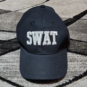 SWAT RAISED 3-D EMBROIDERY BLACK COTTON CAP HAT
